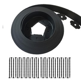 Garden Edging 33ft, Landscape Edging with 30 Spikes for Lawn 2 Inch Tall (Black, 33ft)