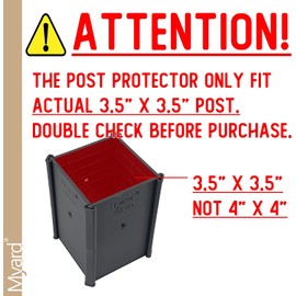 Myard Post Sleeve Post Protector Protects Mailbox, Deck & Fence Posts from Lawn, Grass & Yard Maintenance Equipment – Fits Wood & Metal Posts – No Tools, Screws or Nails Needed (4" x 4" x 6", Black)