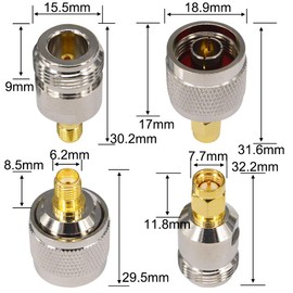 BOOBRIE 4pcs Type N to SMA Adapter N Male Female to SMA Male Female SMA to N Type Antenna Type N to SMA for Antenna Radio WiFi Antenna Wireless