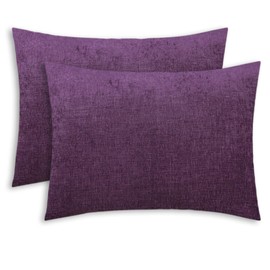 CaliTime Pack of 2 Cozy Standard Pillow Shams Cases for Bed Bedding Decoration Solid Dyed Soft Chenille 20 X 26 Inches Plum Purple