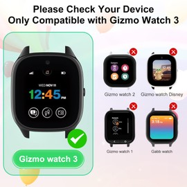 Case Compatible with Gizmo Watch 3 with Screen Protector for Kids, Hard PC with Tempered Glass Cover Scratch Resistant Overall Protective Bumper Shell for Verizon Gizmo Watch 3 Boy Girl (Black/Clear/Blue/Light-green)