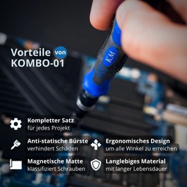 Kooling Monster KOMBO-01 117 in 1 Precision Screwdriver Set, Professional Magnetic Repair Tool Kit with Screw Mat and Anti-Static Brush for All Electronics