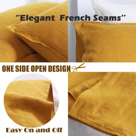 S VICTORY SYMBOL Pure Linen Pillowcases Set of 2-20"x30" Standard Size,100% French Natural Flax Soft Basic Solid Color Pillowcase Yellow(51x76 cm)