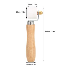 28mm/1.1in PTFE Detachable Hand Pressure Roller, 2‑Way Bearing High Temperature Resistant Wooden Handle Welding Tool