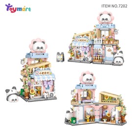 Toymart Panda Floral Garden Building Set – 810PCS Mini Flower Shop Blocks with Panda Figurine, Japanese Style Building Kit for Teens & Adults, Collectible Micro Bricks for Gift & Display