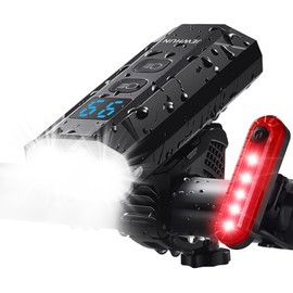 JEWHUN 1200 Lumens Bike Lights for Night Riding Front and Back, Super Bright 3 LED Bike Headlight, USB Rechargeable 13 Modes Bicycle Lights