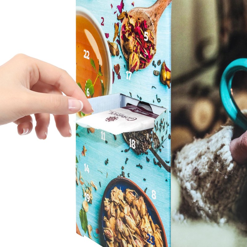 Premium Tea Advent Calendar with 24 Christmas Gourmet Teas, 223g