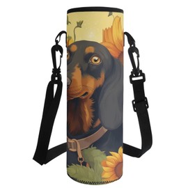 COEQINE Dogs Kids Water Bottle Holder for Sport Gym Bicycle Hiking, Sunflower Kids Girls Water Cup Sleeves With Strap