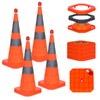 4 Pack 28-Inch Collapsible Traffic Cone with LED Light, Weighted