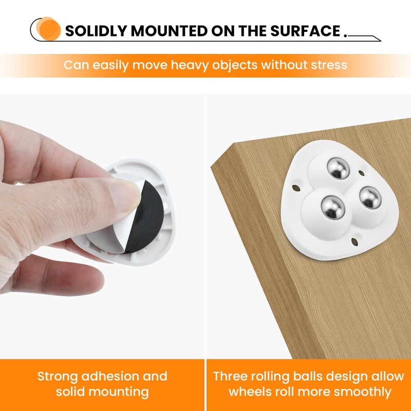 16Pcs Mini Self Adhesive Caster Wheels, 360° Swivel Universal Small