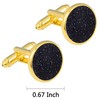 Jonwo Round Blue Sandstone Cufflinks for Men Women Golden/Silver Natural
