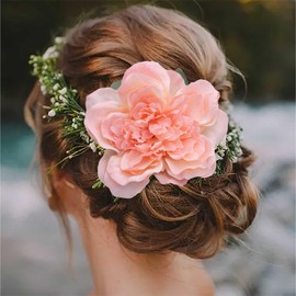 Boho Beach Wedding Hair Clips Flower Large Flower Hairpin Brides Flower Brooch Pink Party Rose Hair Clip Wedding Hair Accessories Hair Pins Hairpieces for Women