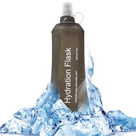 ZESION Gray Soft Flask, TPU Foldable Running Hydration Flask, for Hydration Packs/Running Vests-Running, Hiking, Cycling Folding Bottle-17 oz (500 ml)