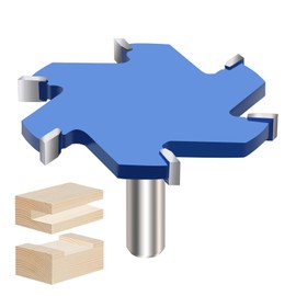 Vearter CNC Spoilboard Surfacing Router Bit, 1/2 Inch Shank Slab Flattening Router Bit, 6Wings Carbide Rabbet Slot Cutter for Woodworking, Wood Planing (3-11/32'' D, 5/16'' H)