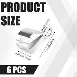 6pcs S925 Sterling Silver Clasp Bail Connector, Necklace Pendant Attachment With Open Loop for Bracelets, Jewelry Craft DIY Projects