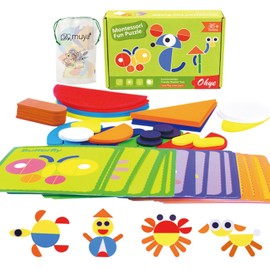 Dr. MUYA® Montessori Toy for 2 3 4 5 Years, Tangram, Toddler Toys, Wooden Toys, Puzzle, Toys for 2 Year Old Boy, Educational Toys, Gift for Boys Aged 2-5 Years