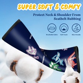 Akkya 2 Pack Seat Belt Cover Pad, Dinosaur Seatbelt Cushion Car Seat Strap Pads for Kids Funny Carseat Stroller Shoulder Strap Protector Accessories(Colorful)