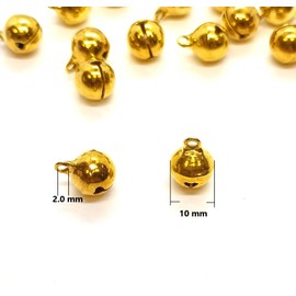 taffbeads 10mm Round Silver & Gold Jingle Bells – 20pcs Copper Metal Charms for Christmas Carft, DIY Jewelry, Decorations, Pet Collars, Wedding (Multiple Pack (1, Gold)