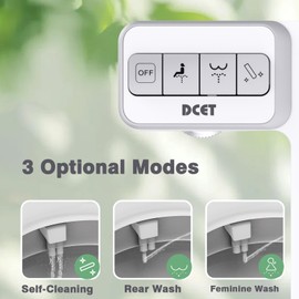 Bidet Attachment for Toilet - Non-Electric Self-Cleaning Dual Nozzles (Feminine & Rear Wash), Adjustable Water Pressure Control, Fresh Cold Water Sprayer