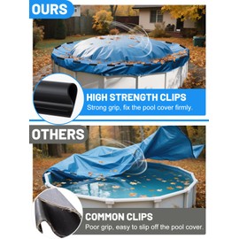 48 Pcs 4.7" Winter Pool Cover Clips - Pool Closing Kit for Above Ground Steel Wall Pools, Wind Guard Clamps for Securing Cover Tightly(Black)