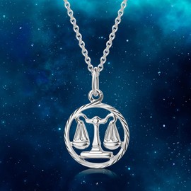 Xaana AMZ0522 Libra Zodiac Sign Pendant with Chain 42/45 cm 925 Sterling Silver, Sterling Silver