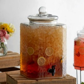 Acopa 5 Gallon Hammered Glass Beverage Dispenser
