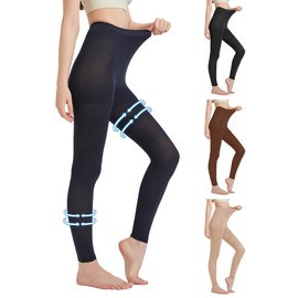 MGANG Medical Compression Pantyhose for Women & Men, Footless Waist High Compression Stockings Opaque, 20-30 mmHg Support Pantyhose, Firm Support Hose for Edema, Varicose Veins, Nursing, Navy Blue M