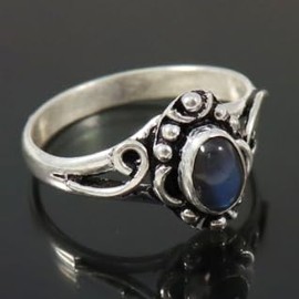 JEWELSTREZOROG Labradorit Edelstein-Bandring für Herren und Damen,Geschenkartikel, 925er-Sterlingsilber Bandring handgefertigter Schmuck TSR181D_50 (15.9)