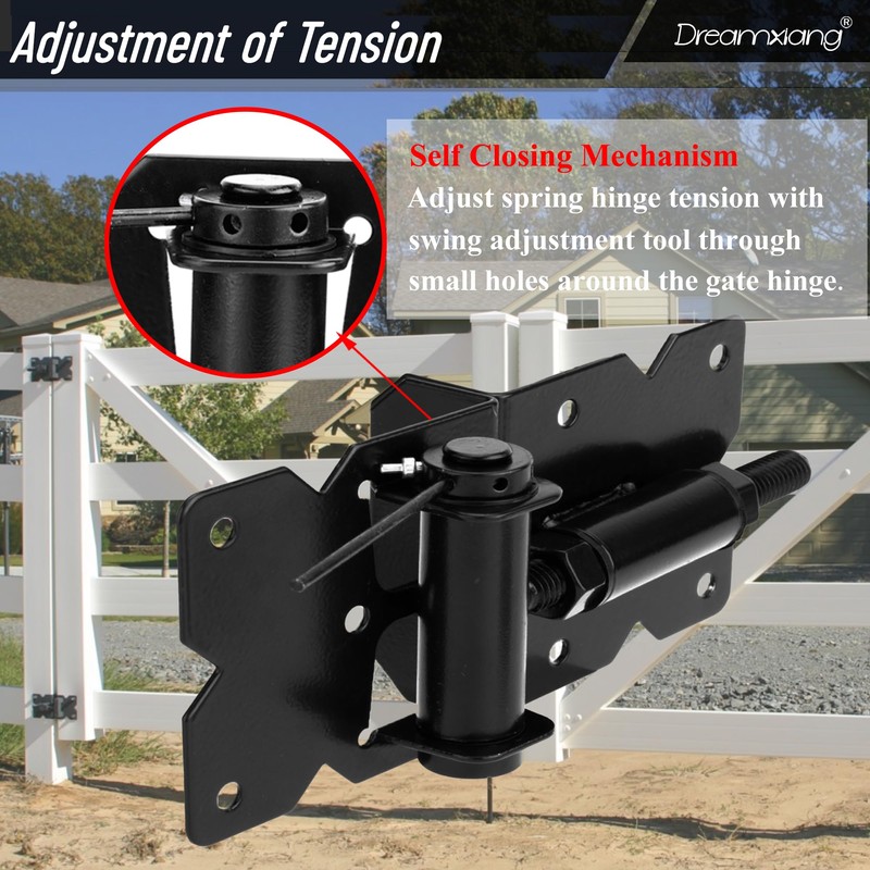 Dreamxiang Heavy Duty Self Closing Gate Hinge and Self Locking