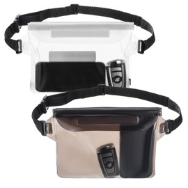 QFGasre 2 Pcs Waterproof Fanny Pack Phone Pouch Dry Bag with Adjustable Waist Strap Beach Cruise Ship Essential Accessories Must Haves for Phone Valuables for Kayaking Swimming Boating Fishing Beach
