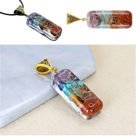 DEEPOW ANLACOCN Healing 7 Chakra Necklace with Rainbow Crystals Orgone Energy Generator for Balancing 7 Chakras, Meditation Yoga Spiritual Jewelry