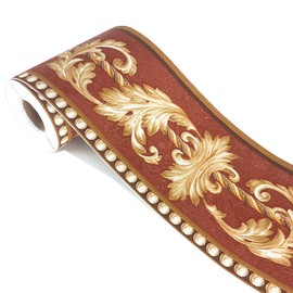 Dark Brown Floral Molding Wallpaper Border Peel Stick Home Ceiling Decorative Border for Bathroom Living Room Kitchen 10cm by 5meters