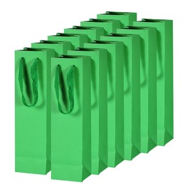 GLOKUUCA Wine Bags - 24Pack Wine Gift Bags Fits for Wedding Birthday Christmas - Paper Wine Tote Bag - (4-inch x 4-inch x 14-inch, Grass Green)