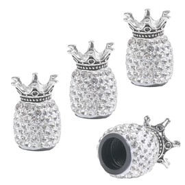 Flaconi 4 x Air Valve Caps for Car, Bling Car Dust Caps, Valve Caps, Car Tyre Valve Caps, Suitable for Most Cars, Trucks and Bicycles, etc. (White)