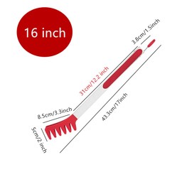 Large 16" Red Stainless Steel Pasta Tong with Silicone Tips, 16 inch Spaghetti Tongs Pasta Server Utensil for Noodles Cooking Baking Food BBQ Kitchen Tools