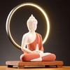 QINLANG 12 inch Red Buddha Statue and 15.74 inch LED