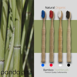 Natural Bamboo Toothbrushes (4 Pack) - Eco Friendly Gifts - Medium Soft BPA Free Anti-Bacterial Charcoal Infused Tapered Bristles - Teeth whitening - Biodegradable Ergonomic Wooden Handle