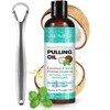 Aliver-Mint-Infused Coconut Oil Pulling Mouthwash (8 Fl.Oz) with Tongue Scraper: Natural Teeth Whitening and Gum Health