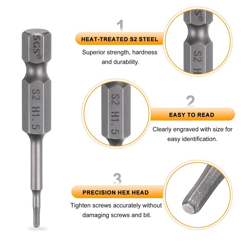 HARFINGTON 5pcs H4.0 Hex Head Drill Bit Wrench 4mm Metric