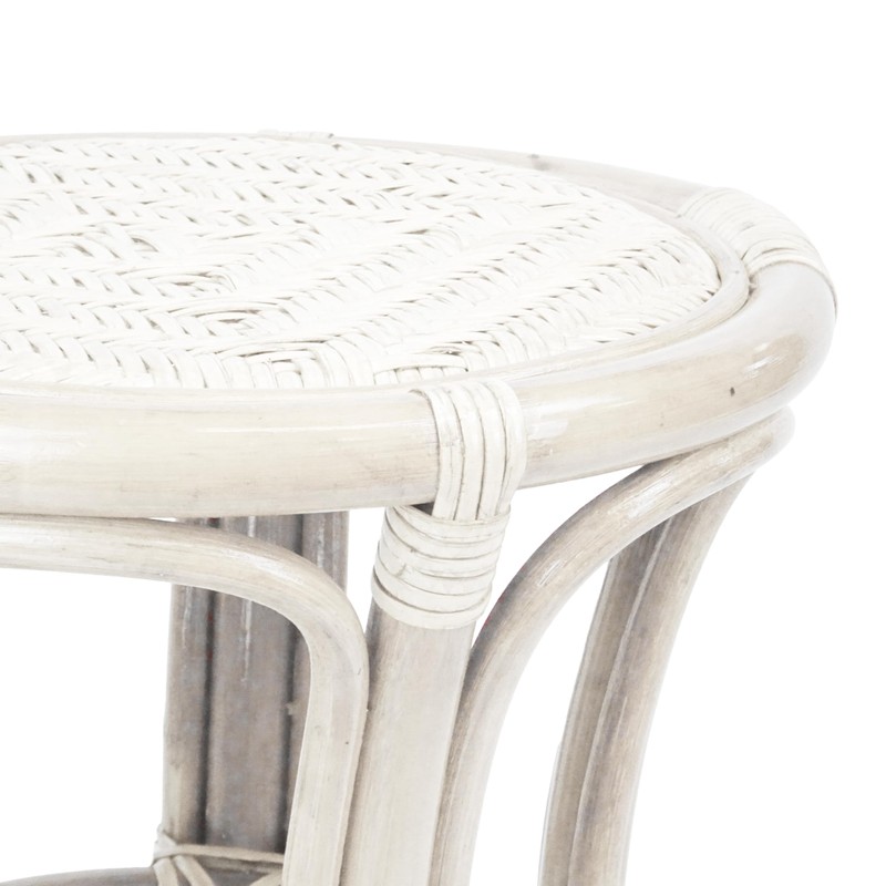 Breeze Handmade Rattan Wicker Stool Fully Assembled White Wash Color