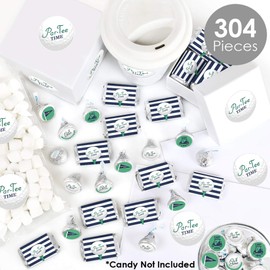 Big Dot of Happiness Par-Tee Time - Golf - Mini Candy Bar Wrappers, Round and Circle - Birthday or Retirement Party Favor Sticker Kit - 304 Pieces