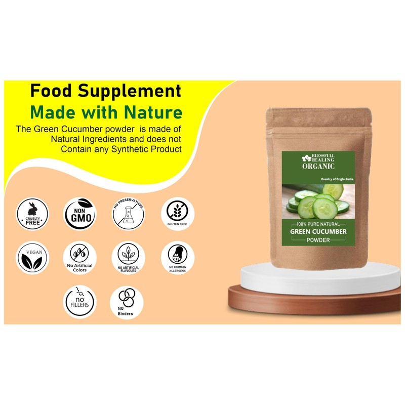 Blessfull Healing Organic Green Cucumber Powder 100% Pure Natural 200