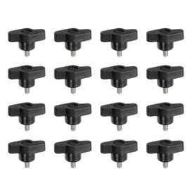 YELARXI Z- Shaped Thumb Screws 304 Stainless Steel Tee Wing Knobs Screws Clamping t Head, M5 x 10mm Thread Fit for Replace Hand Tightening Knob Supply - Z Shaped (16 Pack, Black)