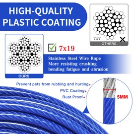 Blue Dog Tie Out Cable Leash: 3/6/9/15m Runner for Yard, Steel Wire with Durable Clips for Small Large Dogs (9m)