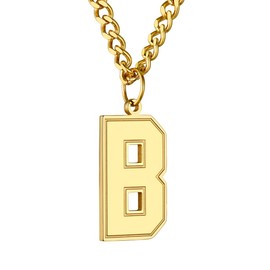 GOLDCHIC JEWELRY Inspiration Baseball Letter B Necklace, Gold Chain with Initial Pendant For Men