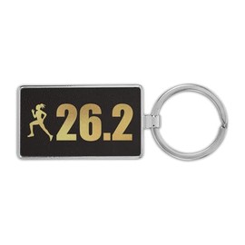 RDW Womens Marathon 26.2 Premium Leatherette Keychain woman girl girls cross country runner running - Black/Gold