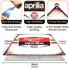 Vintage Metal Signs Set, Italian Automotive Wall Decor, Racing and Gas Station Theme, Retro Decorative Tin Signs (blue)