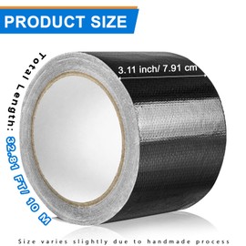 QEEYON RV Awning Repair Tape for Tarp, 3.15" x 32.8FT Waterproof Outdoor Repair Tape for Canvas, Tent, Umbrella, Sail Tape, Tear Repair Patch Kit, Heavy Duty, Anti-UV, Black