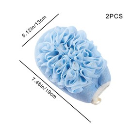 weluyyyi 2 Pcs Bath Shower Pouf Sponge 2 in 1 Exfoliating Mesh Pouf Sponge Loofah Bath Glove with Elastic Hand Strap for Women Men Kid Bathroom