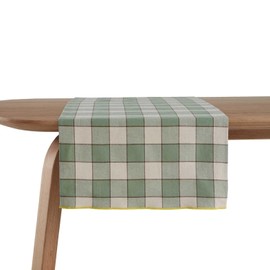 Myhome Country Runner, Table Runner for Dinner table, Table Accessories, Linen, Cotton, Polyster, Long Table Runner and Placemats Set, Ideal for Coffee Table Decor, 45x150 Cm | Green - Toscana